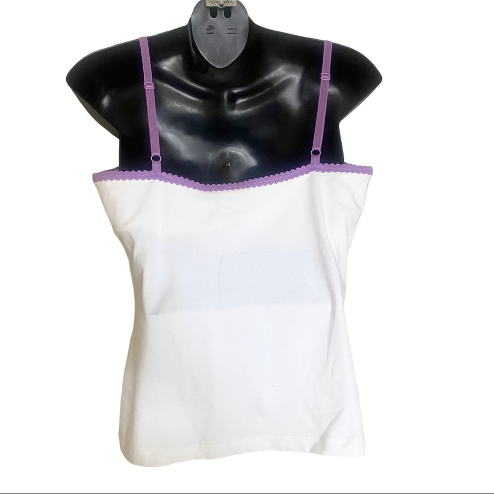 Moda International White & Purple Lace Bralette Tank Top - Picture 3 of 10
